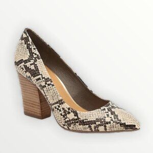 Crown Vintage EmmaRose Snake Print Pumps Block Heel Almond Toe | Sz 9M